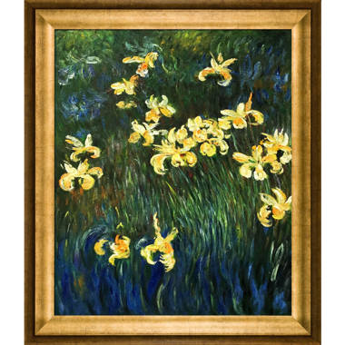 Vault W Artwork Irises Framed On Canvas by Claude Monet Painting